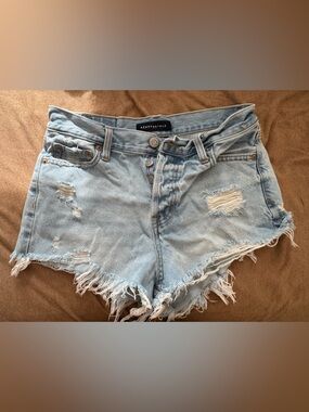 Aeropostale Light Blue Distressed Denim Jean Shorts